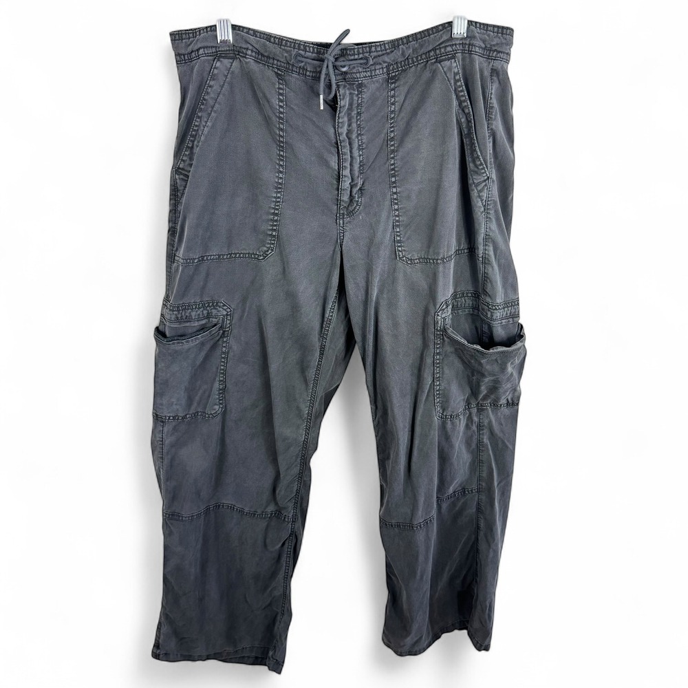 American Eagle Womens Faded Black Gray Stretch Cargo Pants Relaxed Fit Utility
